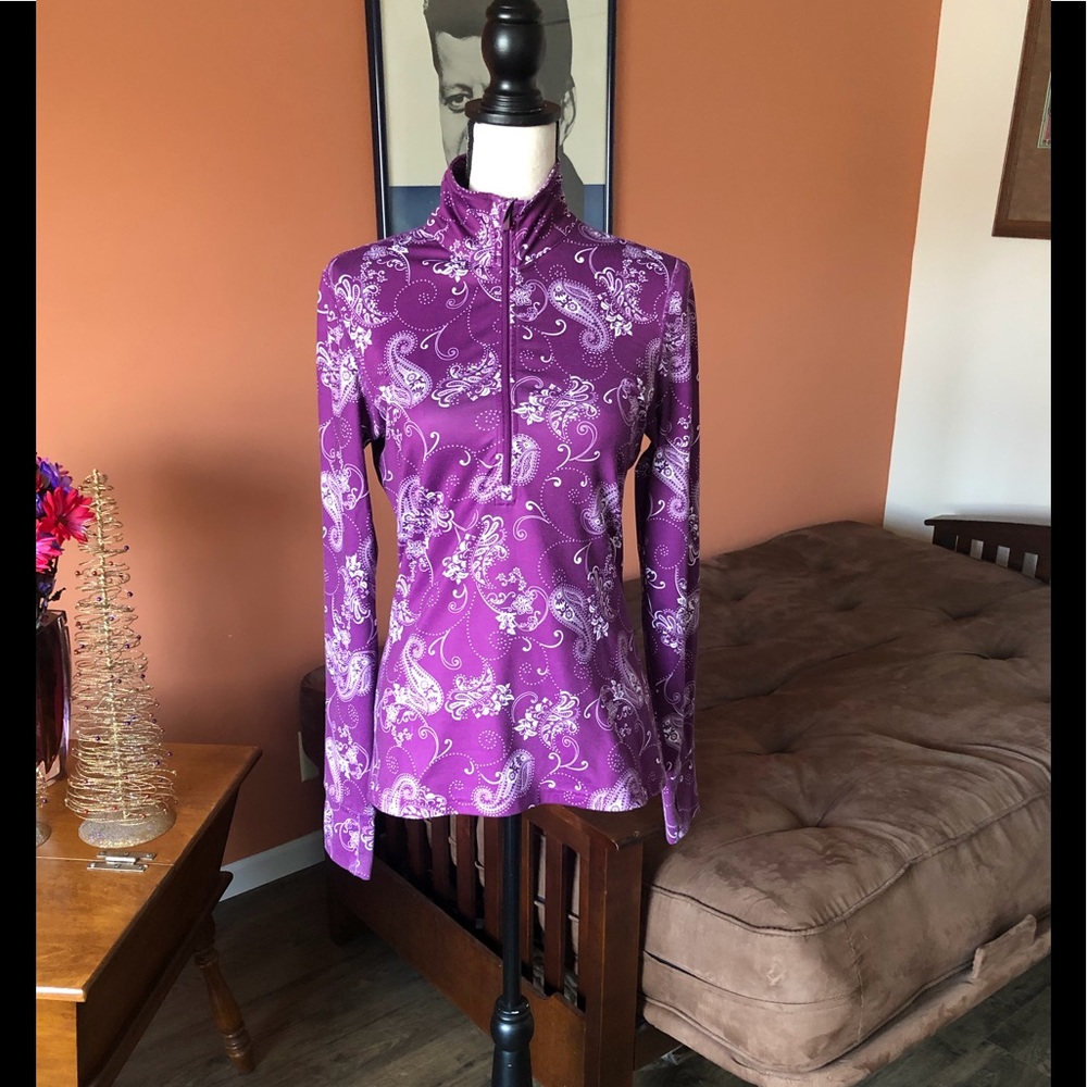 Athleta Plum And White Patterned Pullover - image 3